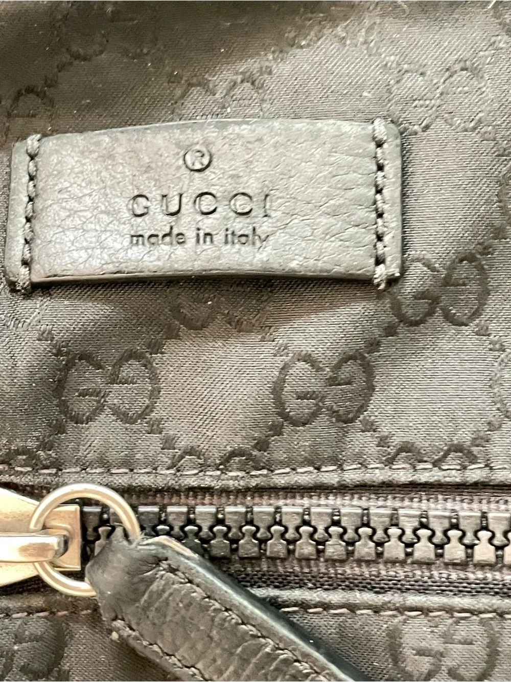 Gucci Black Monogram Crossbody Messenger Bag with Striped Strap